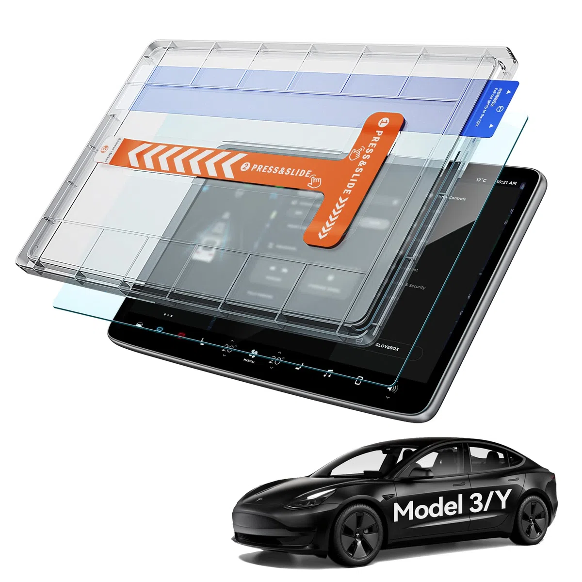 Pellicola protettiva per Tesla Model Y 2020-2024 e Model 3 2018-2023, opaca, antiriflesso, 9H, in vetro temperato anti-impronte, pellicola proteggi schermo Tesla Model Y Model 3