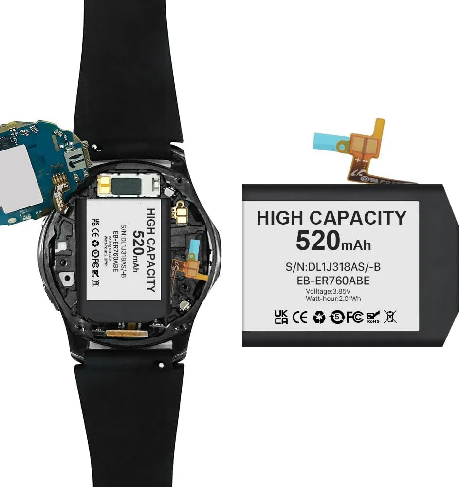 Batteria di ricambio per Samsung Gear S3 Frontier (SM-R760, R770, R765), Gear S3 Classic, EB-BR760ABE GH43-04699A, 430 mAh, con kit di strumenti di riparazione professionali