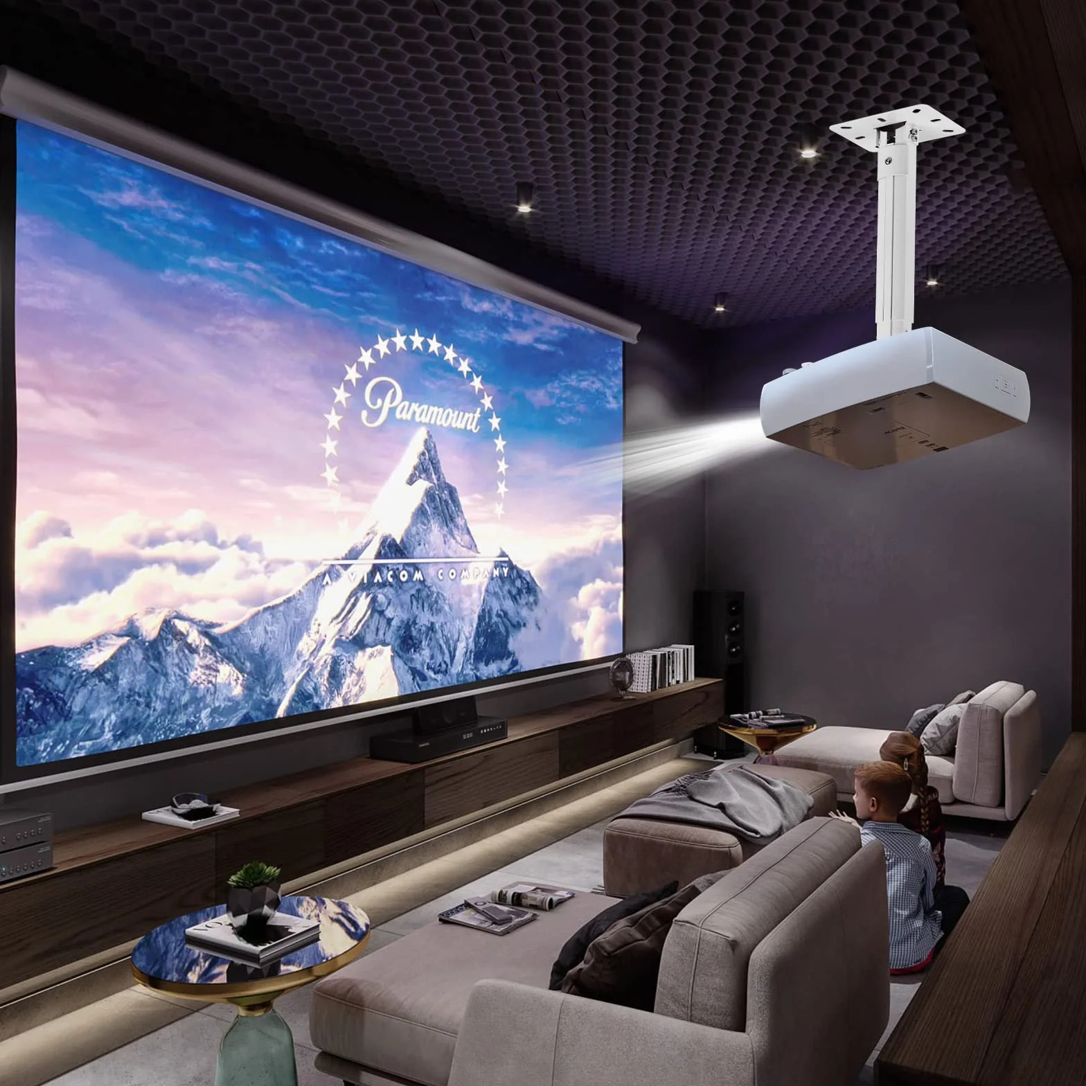 suptek Supporto Universale per Proiettori da Soffitto con Asta di Estensione da 27 a 54 cm Capacità di Carico Max. 13.6kg PR05W