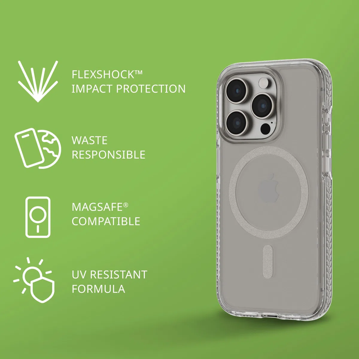 tech21 Evo Crystal - Custodia protettiva per iPhone 15 Pro, compatibile con MagSafe, in titanio naturale