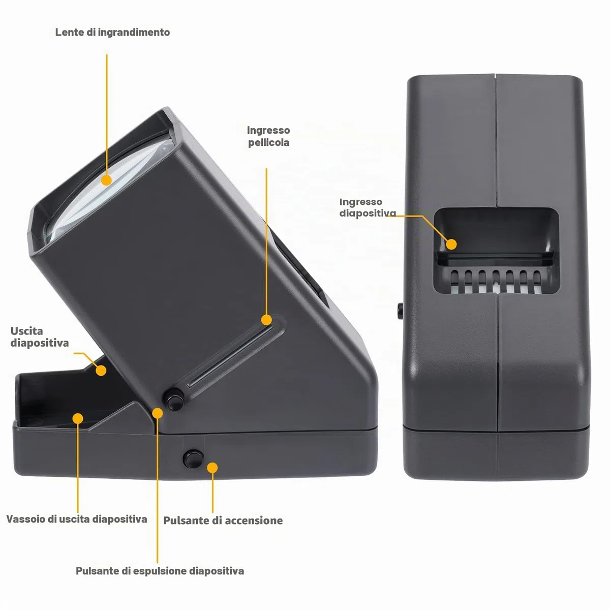 Proiettore di Diapositive e Negativi da 35mm, Visualizzatore di Diapositive, Illuminata a LED con Ingrandimento 3X