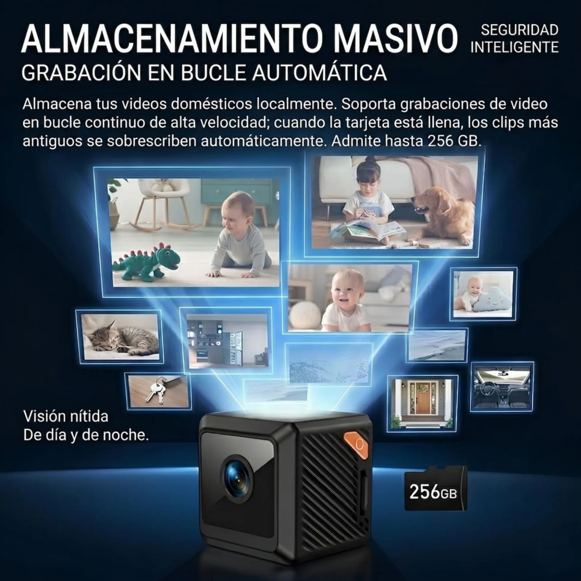 Mini Telecamera Spia Wireless con Microfono Incorporato, 4K HD, Visione Notturna, Rilevamento del Movimento e Riduzione del Rumore 2D - Telecamere di Sicurezza per Interni - Telecamera con Batteria