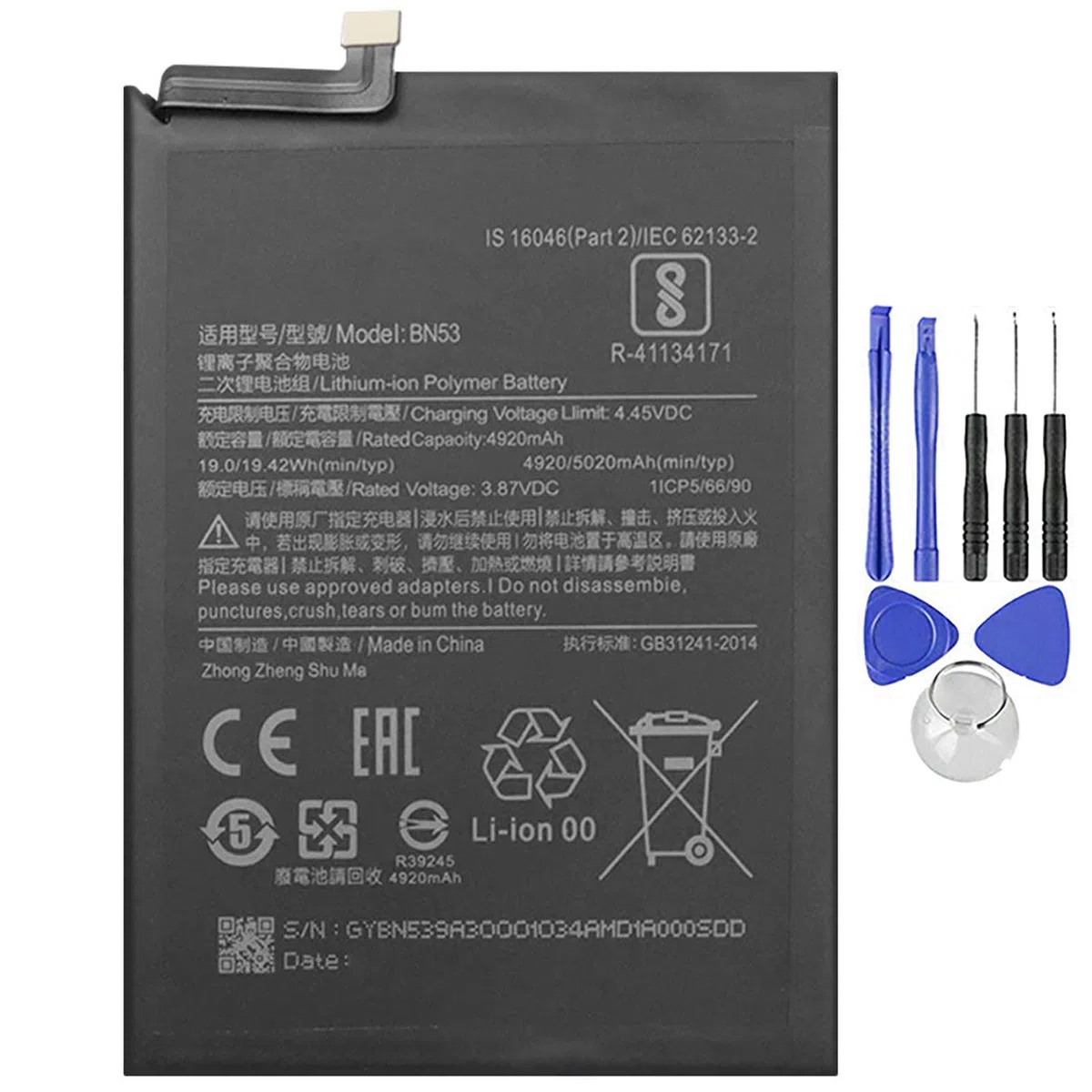 ELLENNE BATTERIA PER XIAOMI BN53 REDMI NOTE 10 PRO/9 PRO MAX/9 PRO+ATTREZZI | Batteria per XIAOMI BN53 PER REDMI NOTE 10 PRO 4G/NOTE 9 PRO MAX/NOTE 9 PRO 5020MAH - Nuova con Kit attrezzi