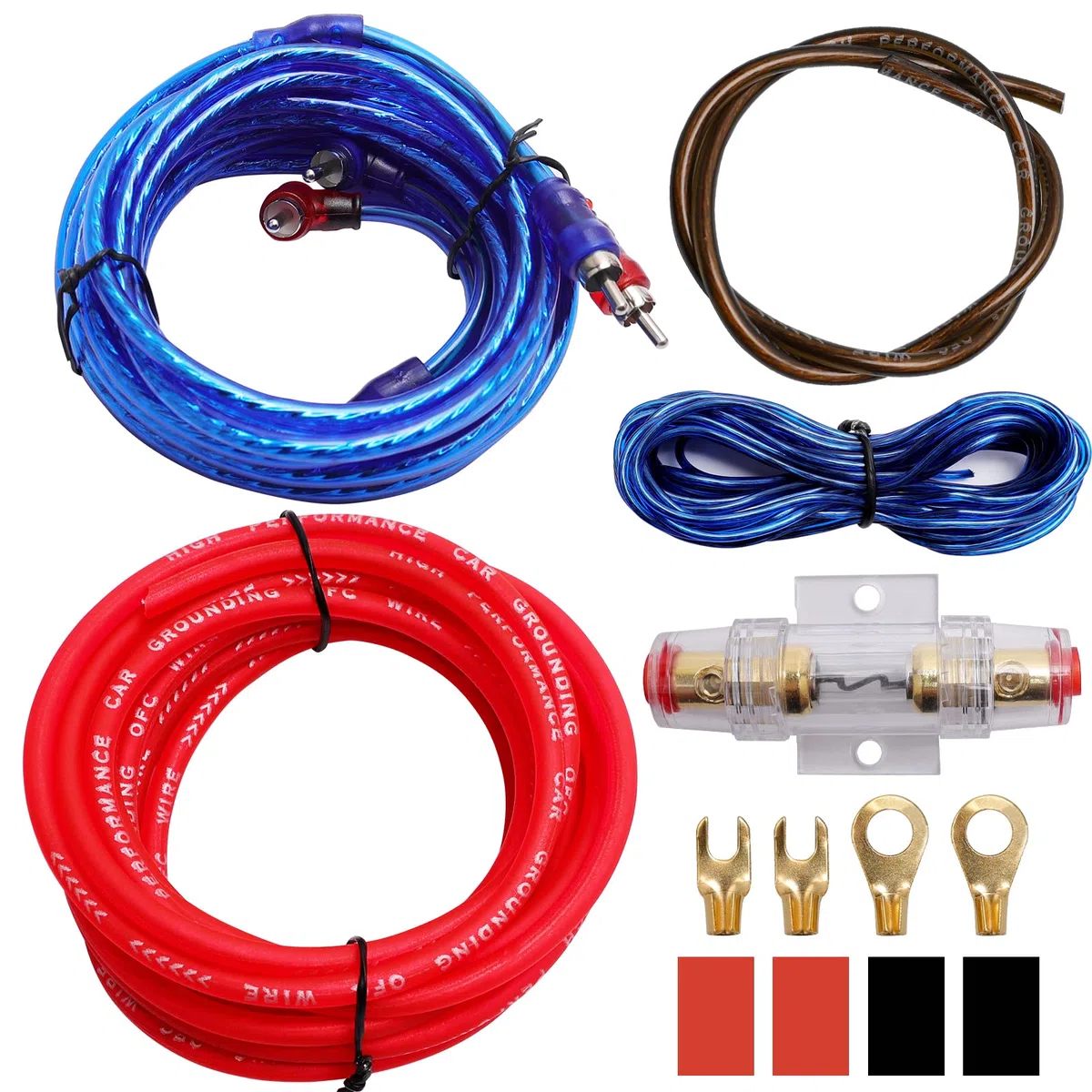 Kit Cavi per Amplificatori per Auto, Ticeed 10GA Cavi per Amplificatore Cablaggio Subwoofer Auto Subwoofer Audio AMP RCA per Auto