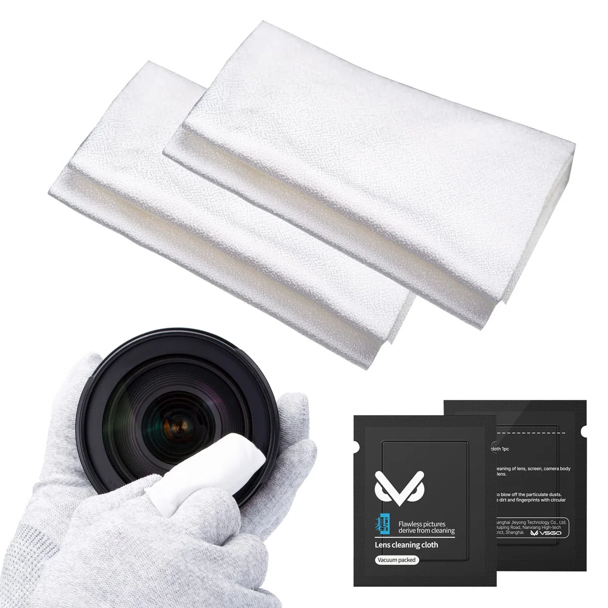 VSGO V-CL01E - Panno per la pulizia della fotocamera, 20 pezzi, in microfibra, compatibile con lenti della fotocamera, occhiali, iPad, telefoni cellulari, schermi TV LCD e molto altro ancora