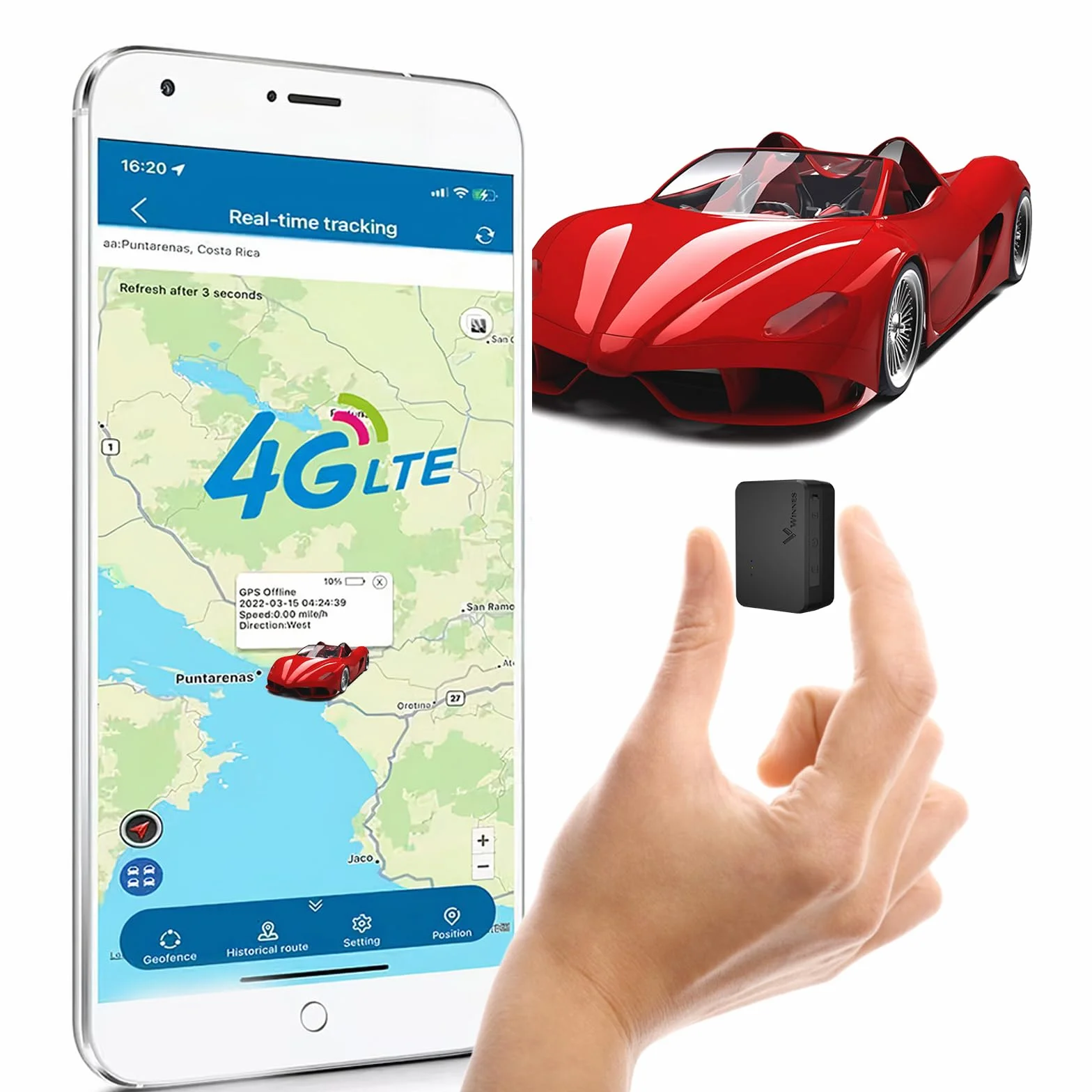 Localizzatore GPS per Auto con App, Tracker 4G LTE per Veicoli/Moto/Bagagli, Antifurto con Batteria 1500mAh, Micro GPS con Scheda SIM Integrata, Monitoraggio in Tempo Reale e 6 Mesi Storico Percorsi