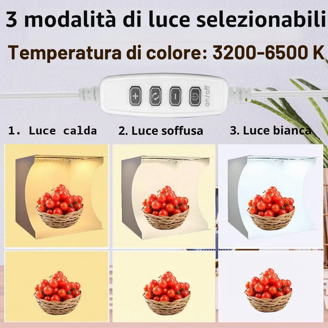 Studio Fotografico Portatile Tenda Fotografica Scatola Luminosa 30x30cm, Pieghevole Foto-Studio con luce LED 3200K/6500K Dimmerabile, Luminosità Regolabile, 6 Fotografico Sfondo