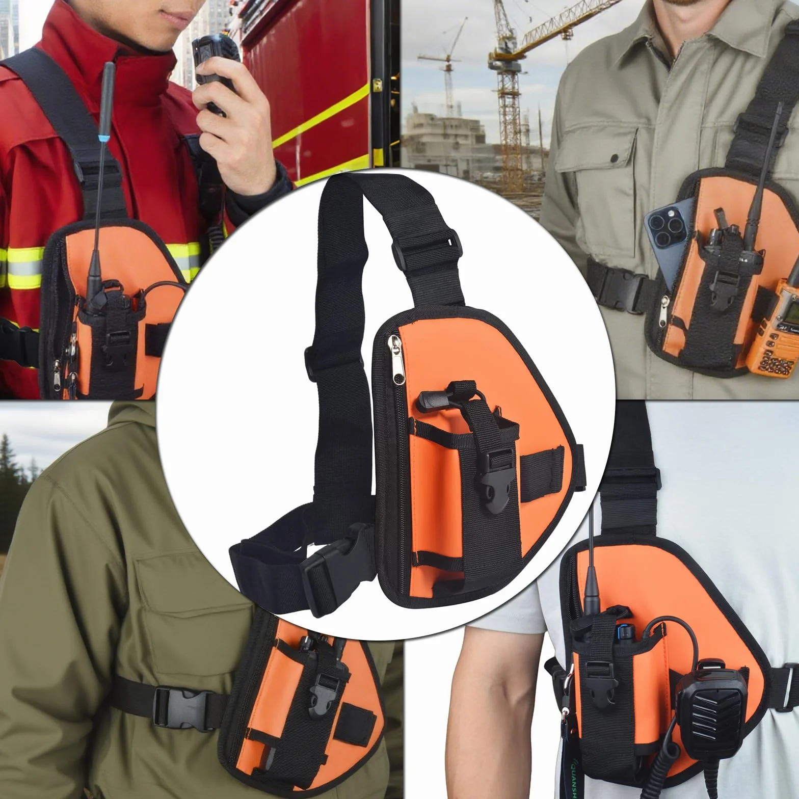 HYS Pettorina per walkie talkie con tracolla regolabile, compatibile con Baofeng Kenwood Quansheng Motorola radio bidirezionale