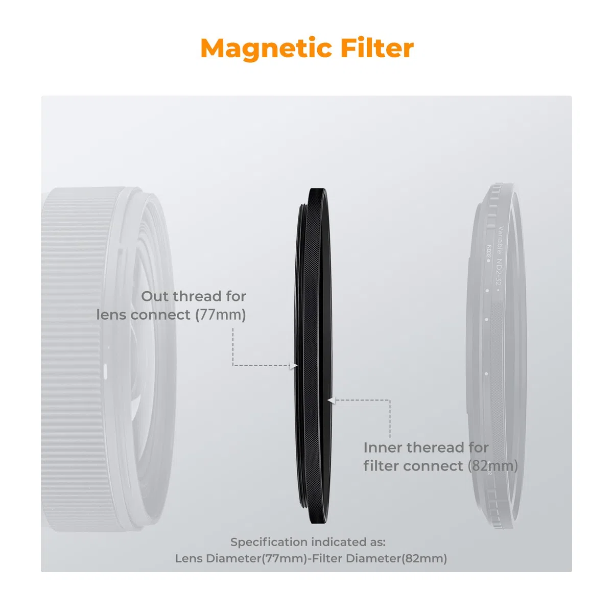 K&F CONCEPT Anelli Adattatori Filtri Fotografici Magnetici Step-up per Filtri 67mm-82mm