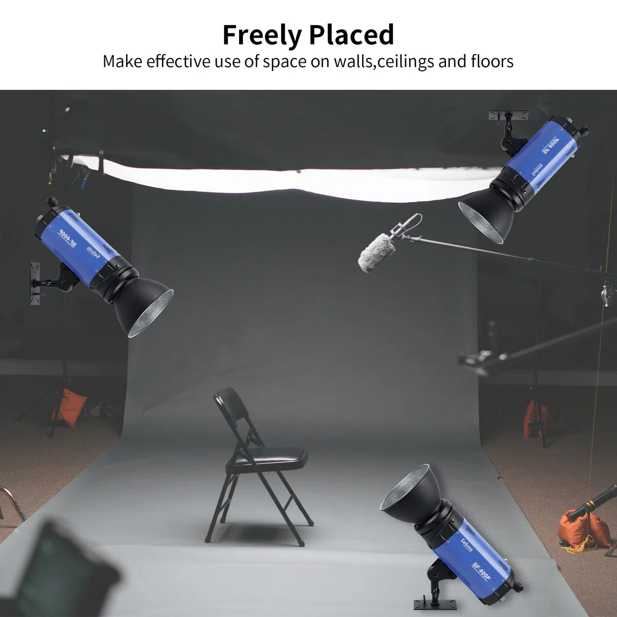 Selens Supporto da parete per bambini, piastra da parete, supporto in metallo, supporto con stud, altezza 12 cm, per studio fotografico, video, monolight da parete, accessorio fotografico