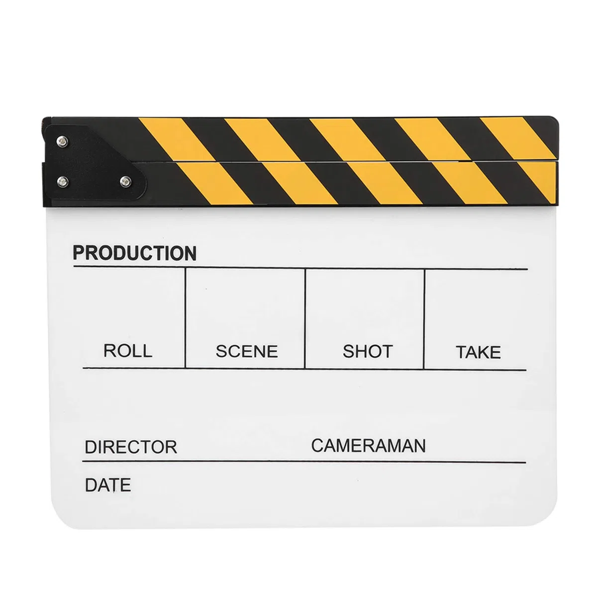 Ciak cinematografico, ciak in acrilico, suono nitido per la produzione di video(Lavagna a strisce gialle (PAV1YWE3))