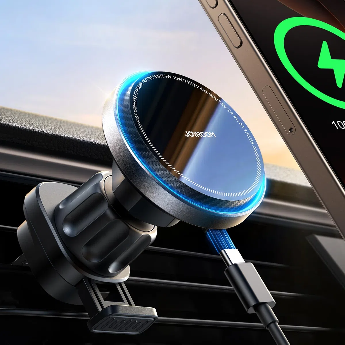 JOYROOM per il caricatore del supporto dell'automobile di MagSafe, caricatore veloce dell'automobile di 15W MagSafe DE