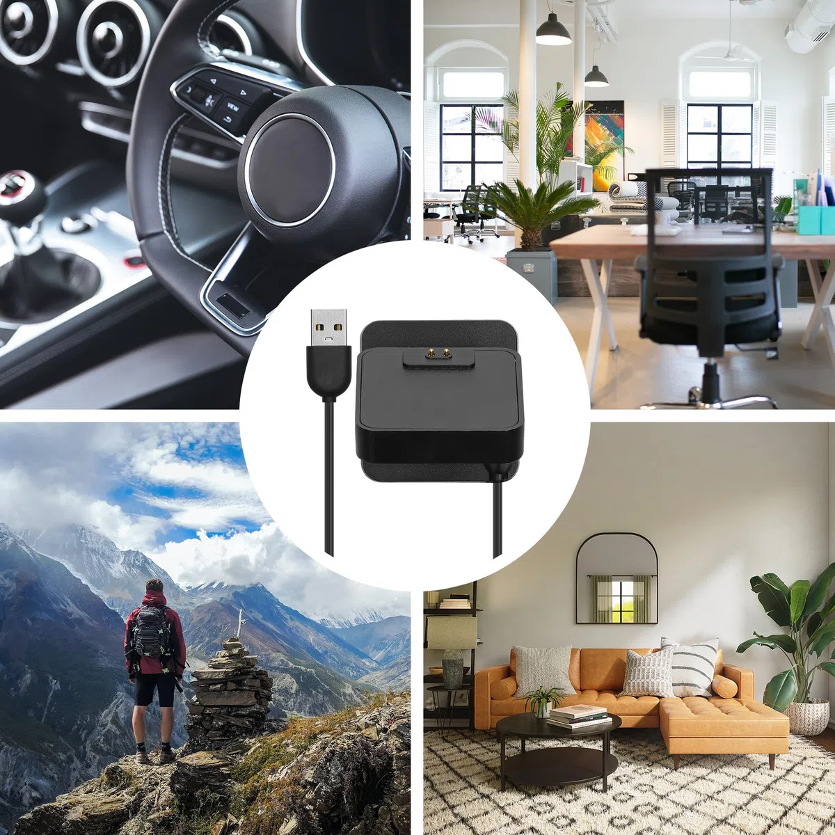 kwmobile Caricabatterie Orologio Fitness Compatibile con Xiaomi Redmi Watch 4 / Redmi Watch 5 / SmartBand 10 9 8 - USB Charger Smart Watch - Stand Caricatore Smartwatch con Filo 100 cm