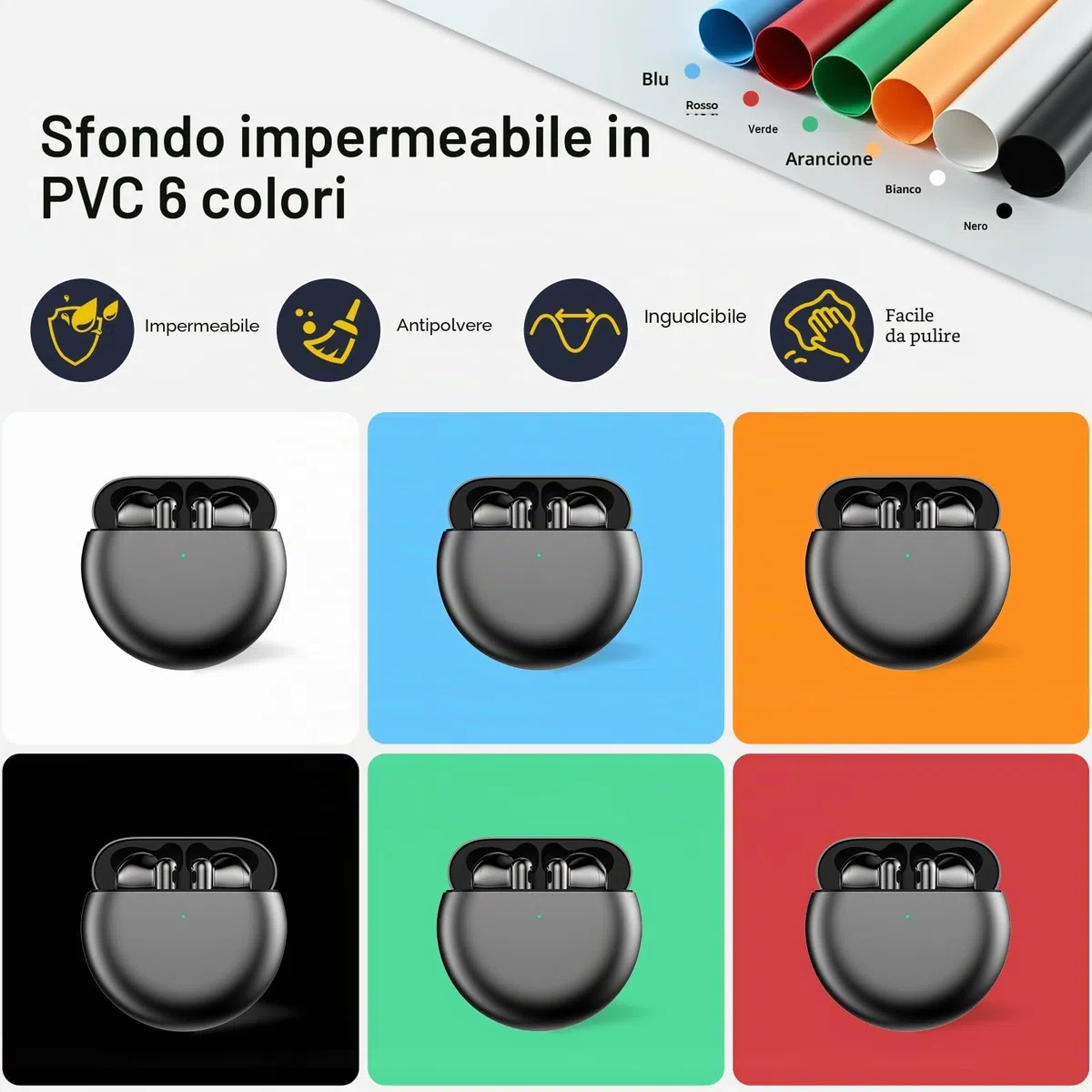 Light Box Fotografico 30x30 cm, Set Studio Fotografico Portatile con 120 LED Luci Regolabili, 6 Sfondi Lisci per Fotografare Prodotti Gioielli/Cosmetici/Alimentari