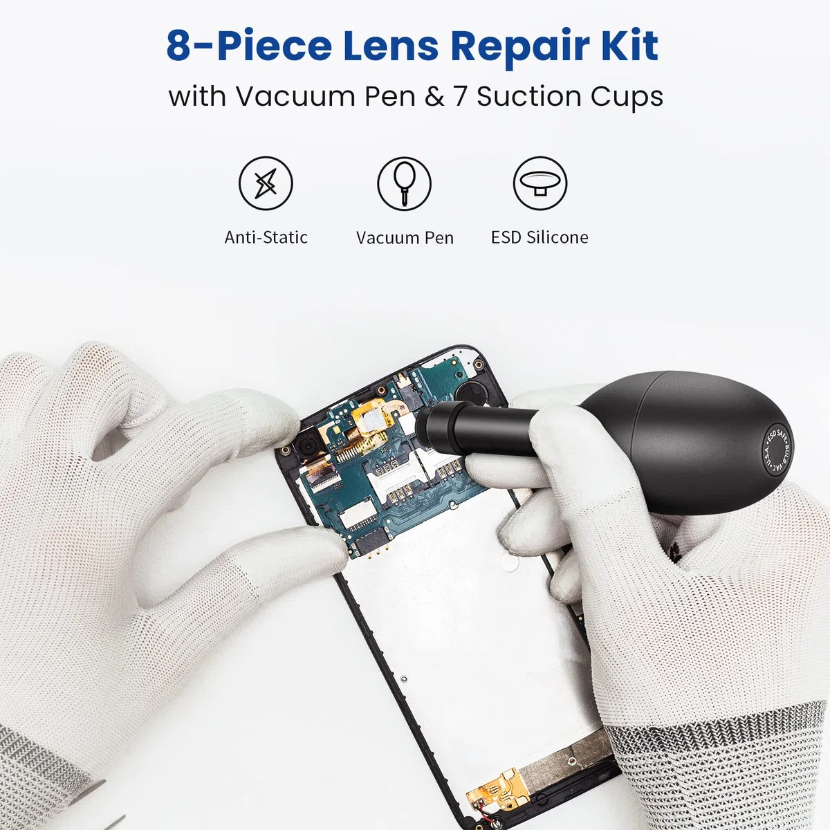 NEEWER 8-in-1 Kit di Penna a Vuoto Aspirante con 7 Ventose Intercambiabili, per Presa Posizionamento Pulizia di Circuiti Integrati e Lenti, per Riparazione di Orologi Componenti Elettronici ecc.