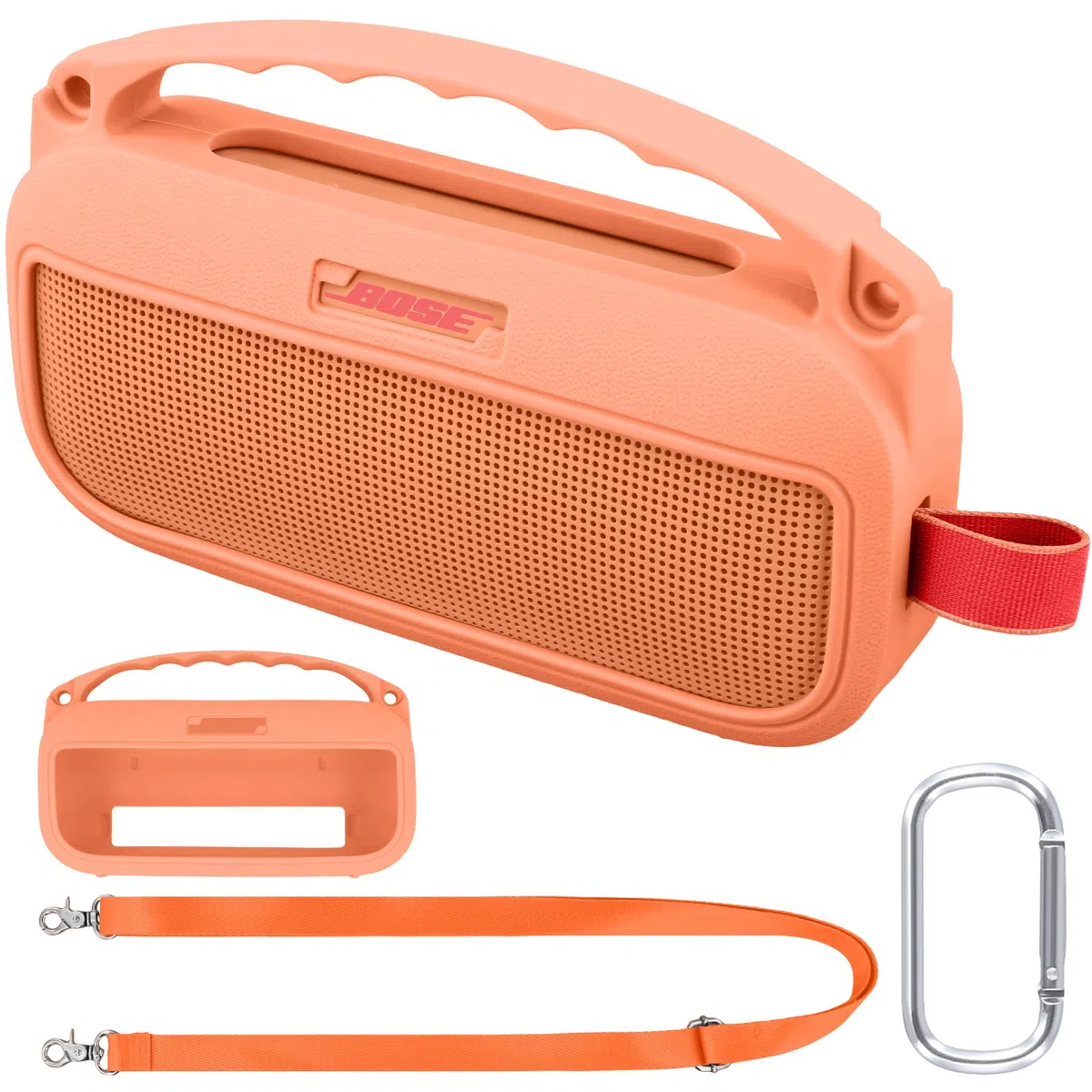 co2CREA Custodia Protettiva in Silicone Compatibile per altoparlante portatile Bluetooth Bose SoundLink Flex 2nd Gen (silicone + gancio moschettone + tracolla (altoparlante non incluso)