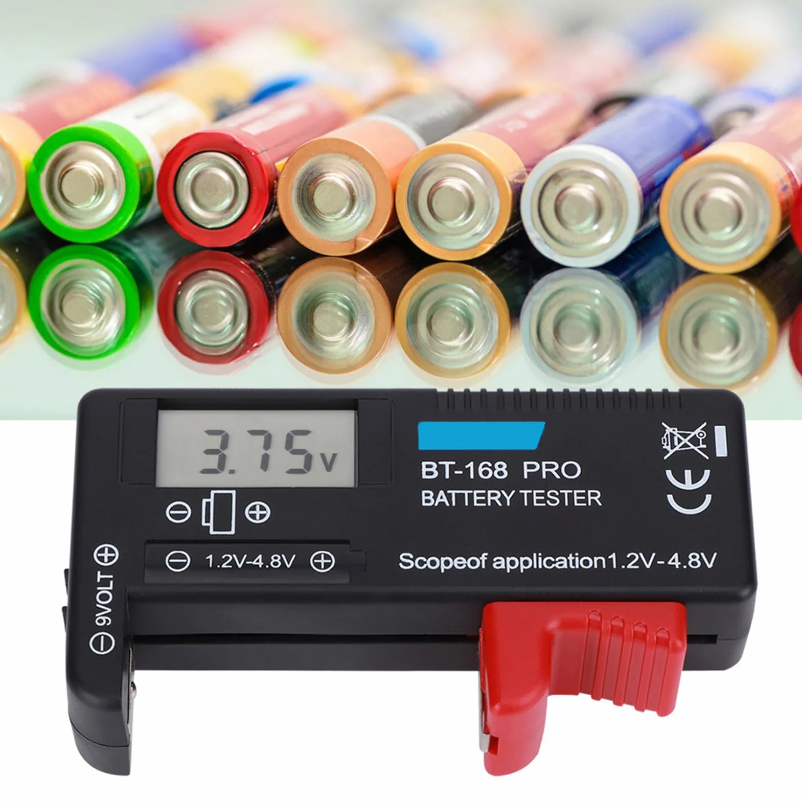 Tester Digitale della Batteria BT-168PRO, Tester del Livello di Durata della Batteria con Display LCD per CR2032 LR44 L736 6F22 9V AAA AA D C 16340 14500 10440, ecc.