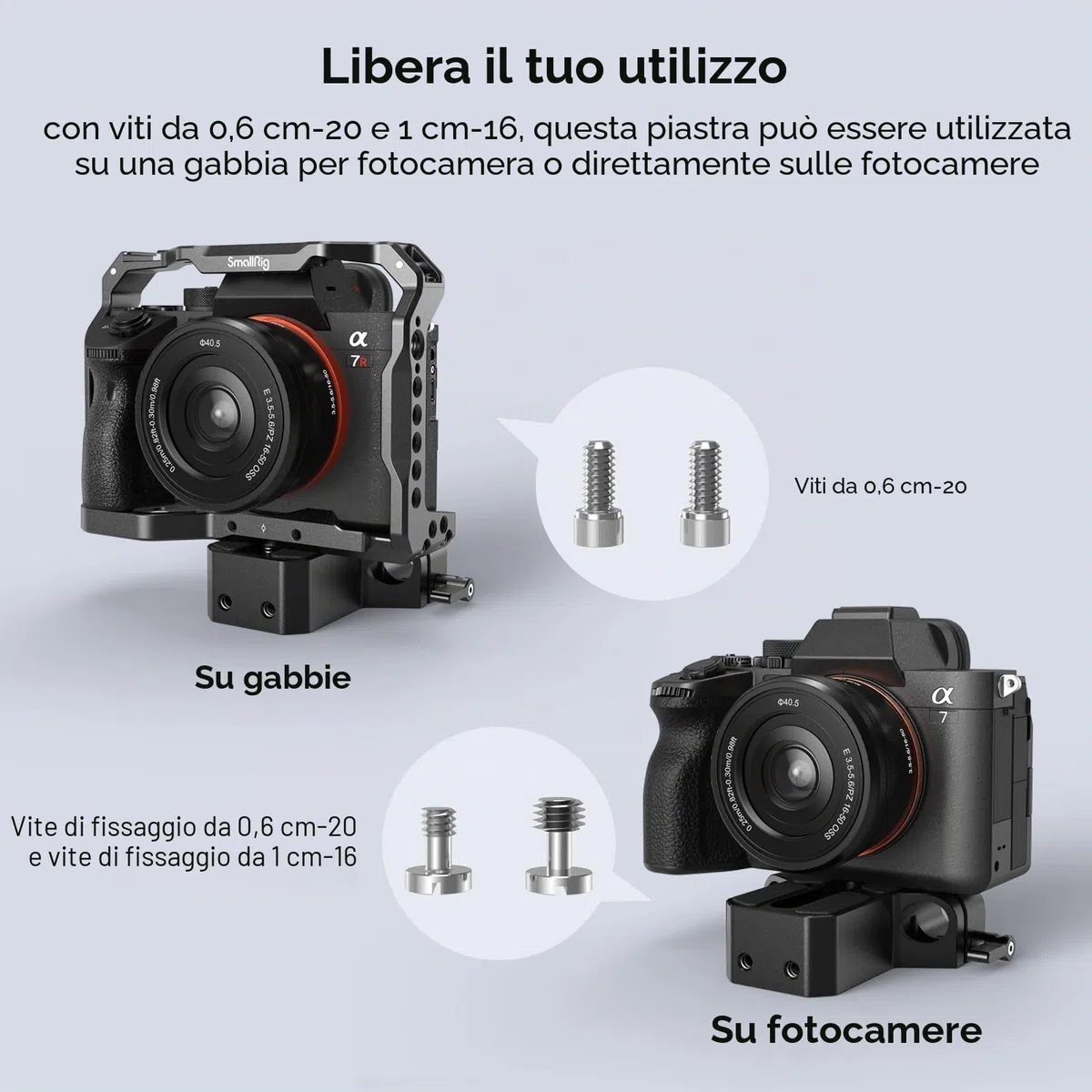 SMALLRIG Piastra di base per fotocamera con morsetto per guida asta LWS da 15 mm, piastra di base per Sony A6500 A6600 A6300, per Canon R5 R6, per Sony A7SIII / A7III, per fotocamere - 1674