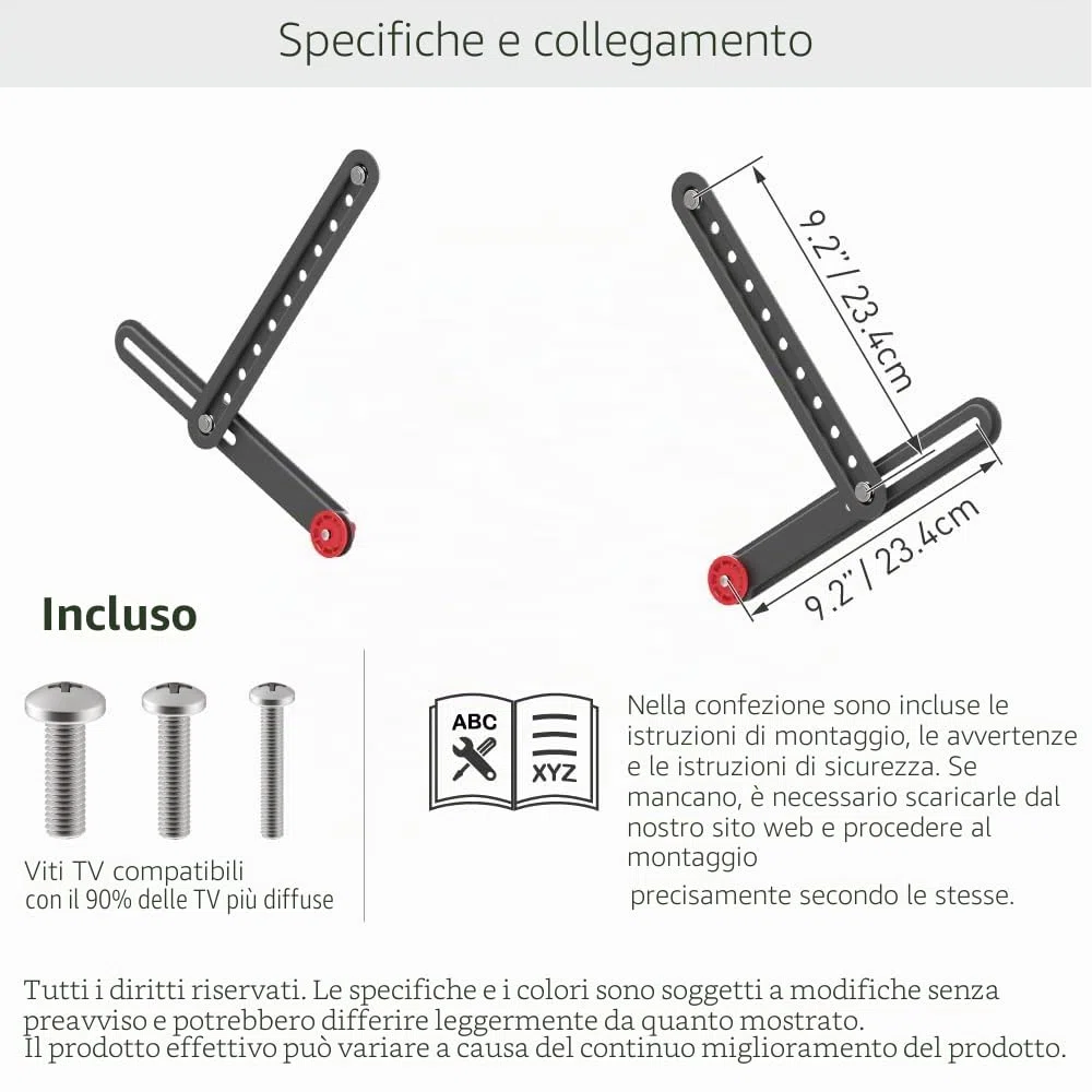 Barkan Supporto Universale per soundbar, per Montaggio sopra o sotto TV, per TV da 13 a 80 Pollici, per la Maggior Parte delle soundbar, può Contenere Fino a 6,5 kg, Facile da Montare