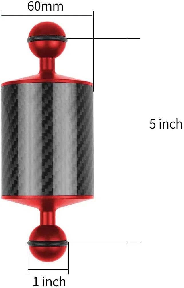 fibra di carbonio galleggiante braccio acquatico doppio braccio prolunga staffa D60MM fotocamera subacquea vassoio per fotocamera Smartphone 5,7 pollici rosso