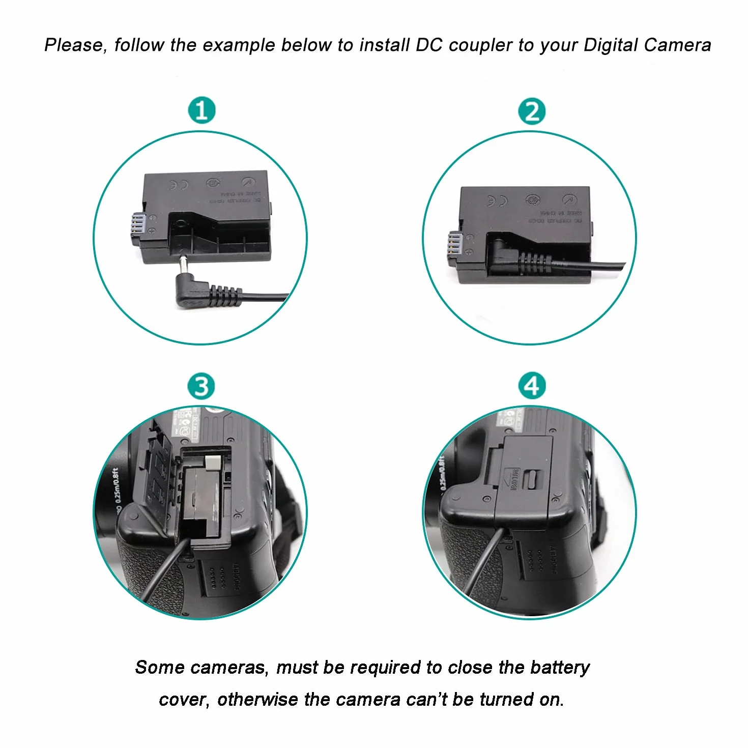 ACK-E8 Adattatore di alimentazione CA DR-E8 Accoppiatore CC LP-E8 Batteria fittizia per Canon EOS 550D 600D 650D 700D Rebel T2i T3i T4i Kiss X4 X5 X6i Fotocamere