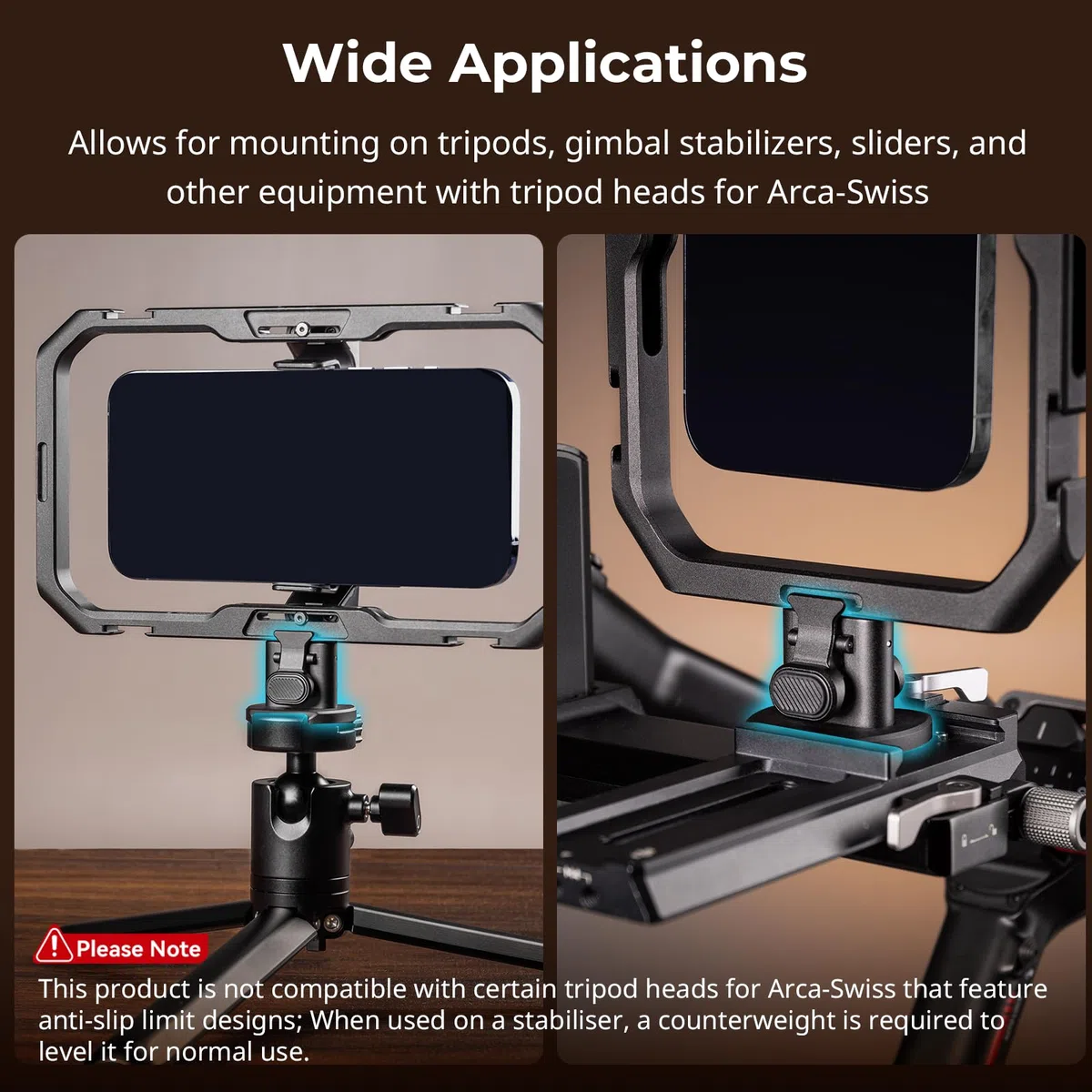 SMALLRIG H11 Adattatore a Sgancio Rapido per Gabbia Mobile a Sgancio Rapido SMALLRIG H11, per Treppiedi, Stabilizzatori, Cursori e Altre Attrezzature con Teste per Treppiede per Arca - 4609