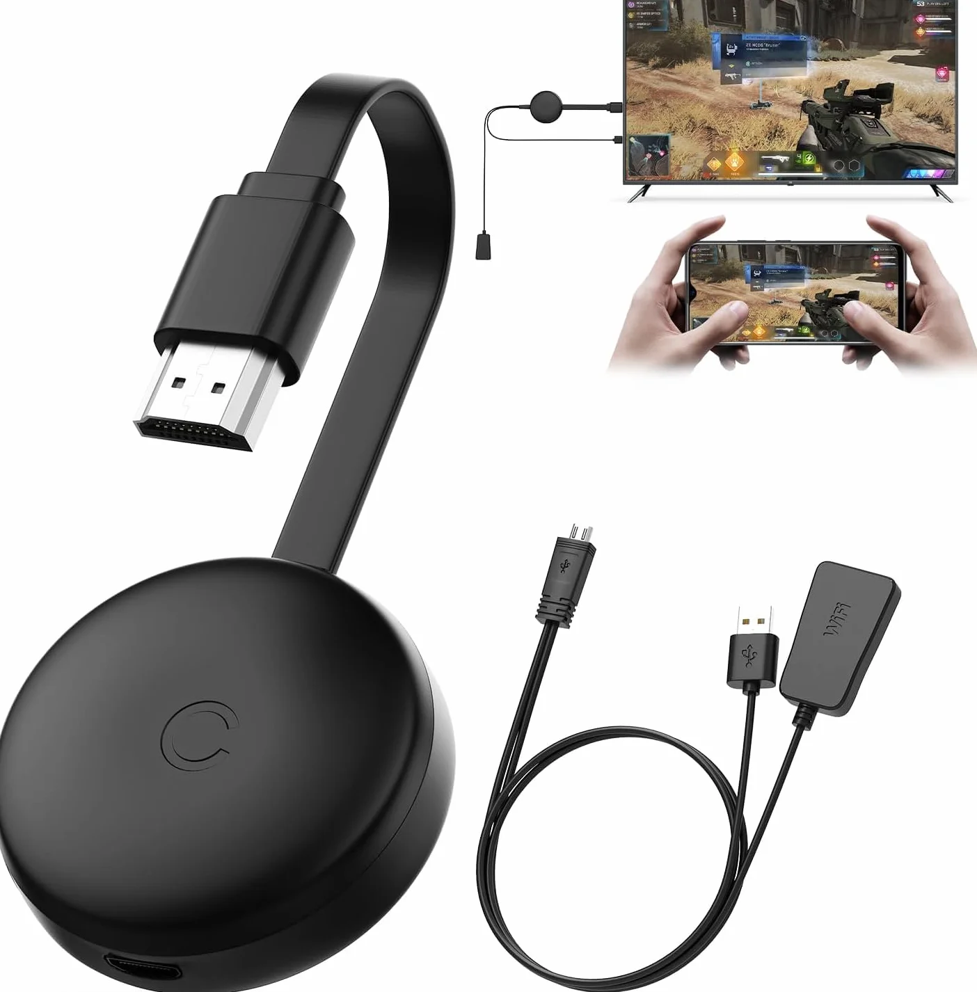 Miracast Wireless HDMI Dongle Adapter, Ricevitore Screen Mirroring per iOS/Android/Windows/macOS/Laptop/Tablet su TV/Monitor/Proiettore, HDMI Extender compatibile con AirPlay, Miracast, DLNA