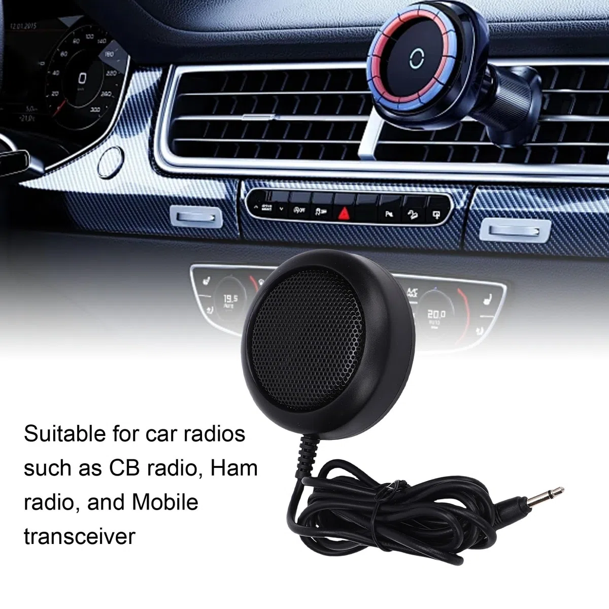 VBESTLIFE Altoparlante Radio CB Esterno Spina da 3,5 Mm Compatibile con Ricetrasmettitore Mobile, Altoparlante Radioamatore per Auto in ABS Compatto da 1 W con Base Adesiva