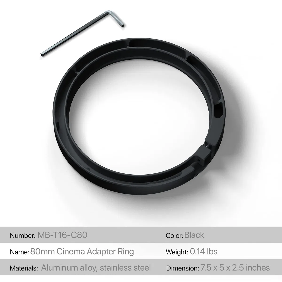 Tilta Anello adattatore cinema da 80 mm per Tilta Mirage Matte Box direttamente alle lenti compatte Cine MB-T16-C80 leggero