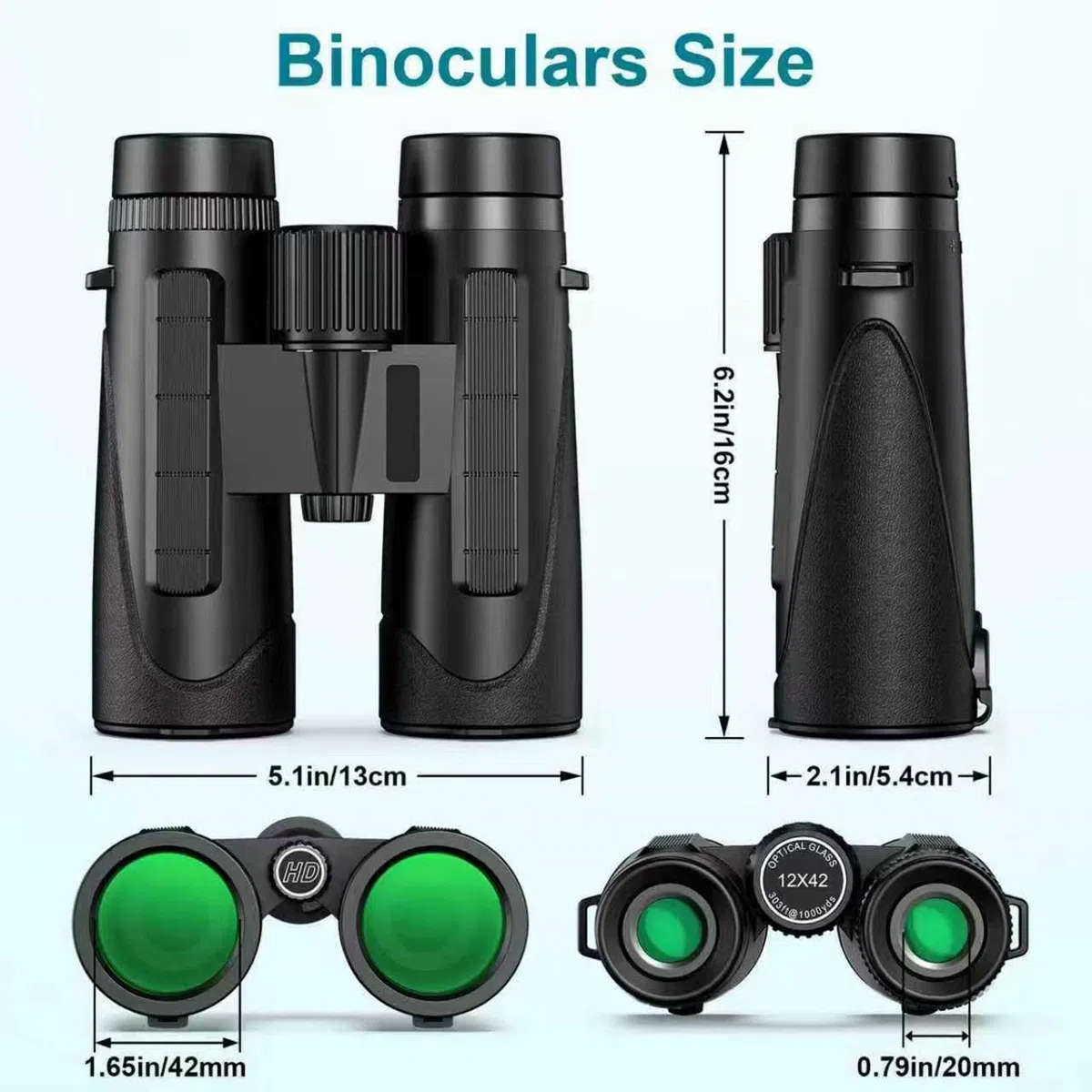 Binocolo 12 x 50, Binocolo Professionale per Adulti, Prismi BaK4 e Lente FMC, Binocoli potenti, per Bird Watching, Arrampicata, Viaggi, Giochi, Concerti