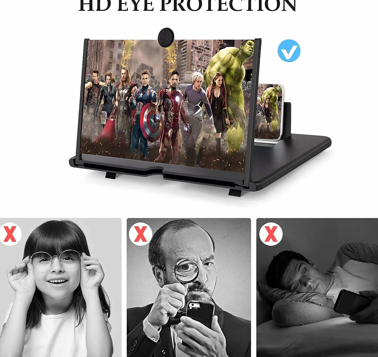 18 pollici ingranditore schermo smartphone,3D HD lente ingrandimento smartphone, Amplificatore schermo cellulare, anti- blu per tutti gli smartphone