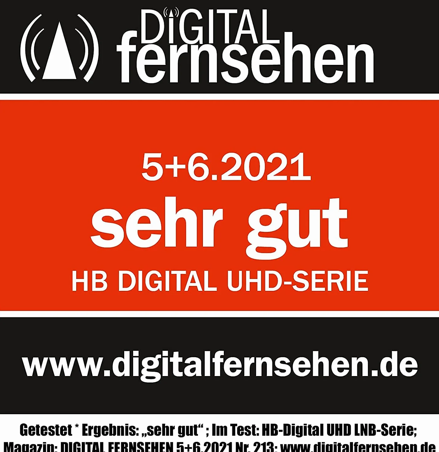 hb-digital Twin LNB - Test MOLTO BUONO* - per 2 utenti, filtro LTE, 2 uscite, Full HD 4K, 0,1 dB, con protezione dalle intemperie + 4 connettori F per TV, parabola satellitare - Nero
