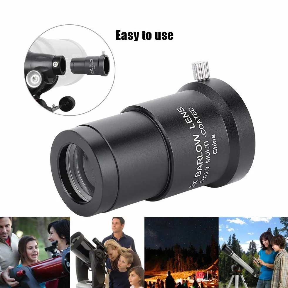 Lente Barlow 3X 1,25 Pollici, Lente Ottica Multistrato per Telescopio Astronomico, Alta Trasmissione con Rivestimento Completo, Compatibile con Oculari Standard, Accessorio Telescopio Astronomia