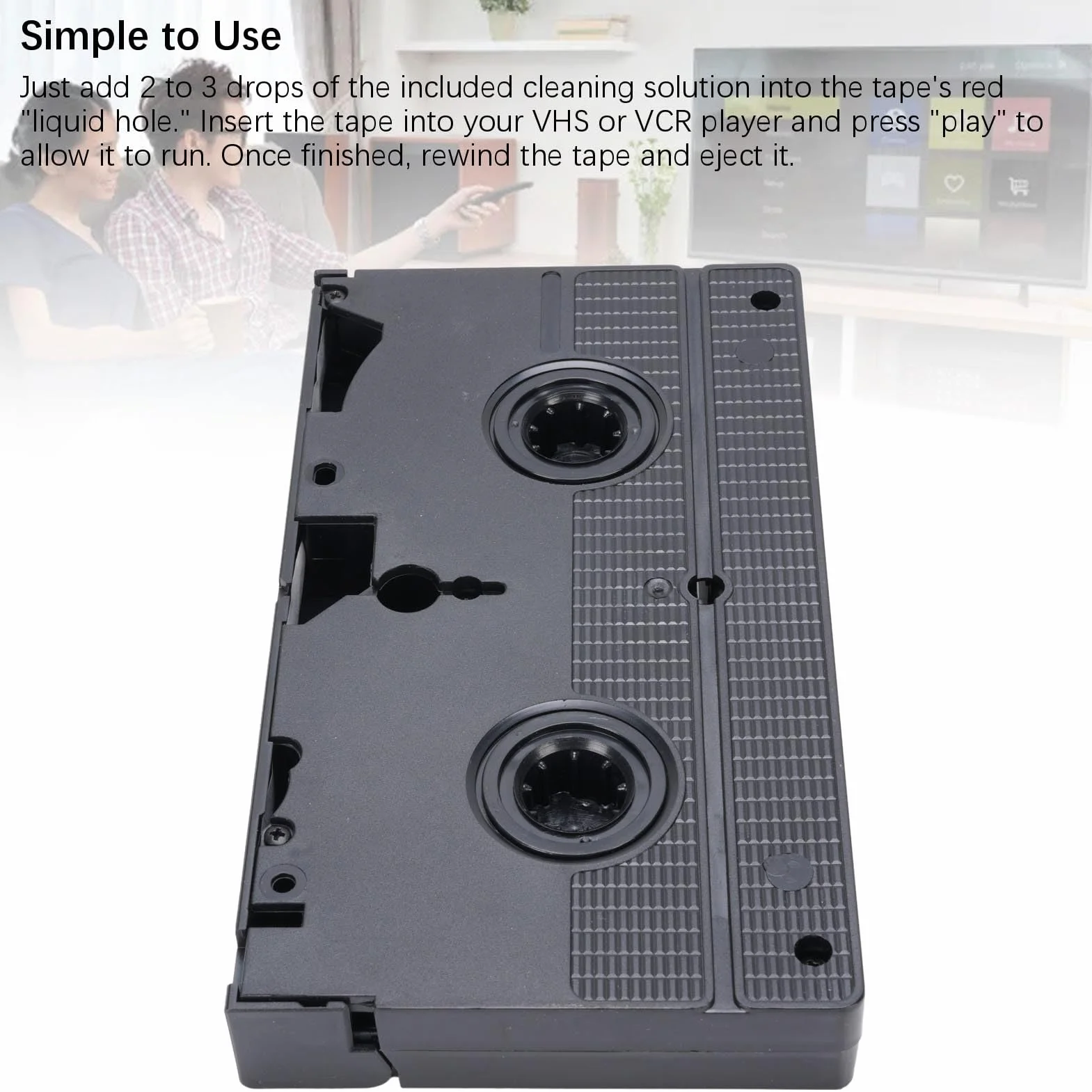 XUMIUZIY VCCHILE CHILES A Testa VCR per VHS, Giocatori di Videoregistratore, Detergente per la Testa Video Riutilizzabile della Tecnologia Bagnata, Rimuove la Polvere e Migliora la