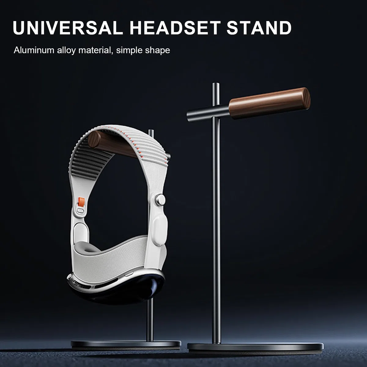Supporto per Cuffie in Legno, Porta Cuffie Universale per Airpods max, Bose, Beats, Gaming, VR (Grigio)