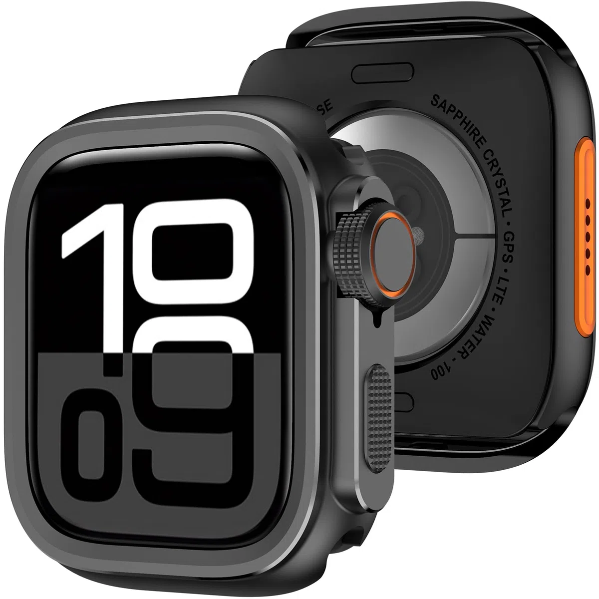 Amizee 2 in 1 Metallo Cover Compatibile con Apple Watch Serie 11/10 46mm, Rigida PC Anti-Graffio Metallo Cornice con Copertura Posteriore Protezione Custodia per iWatch 46mm, Nero