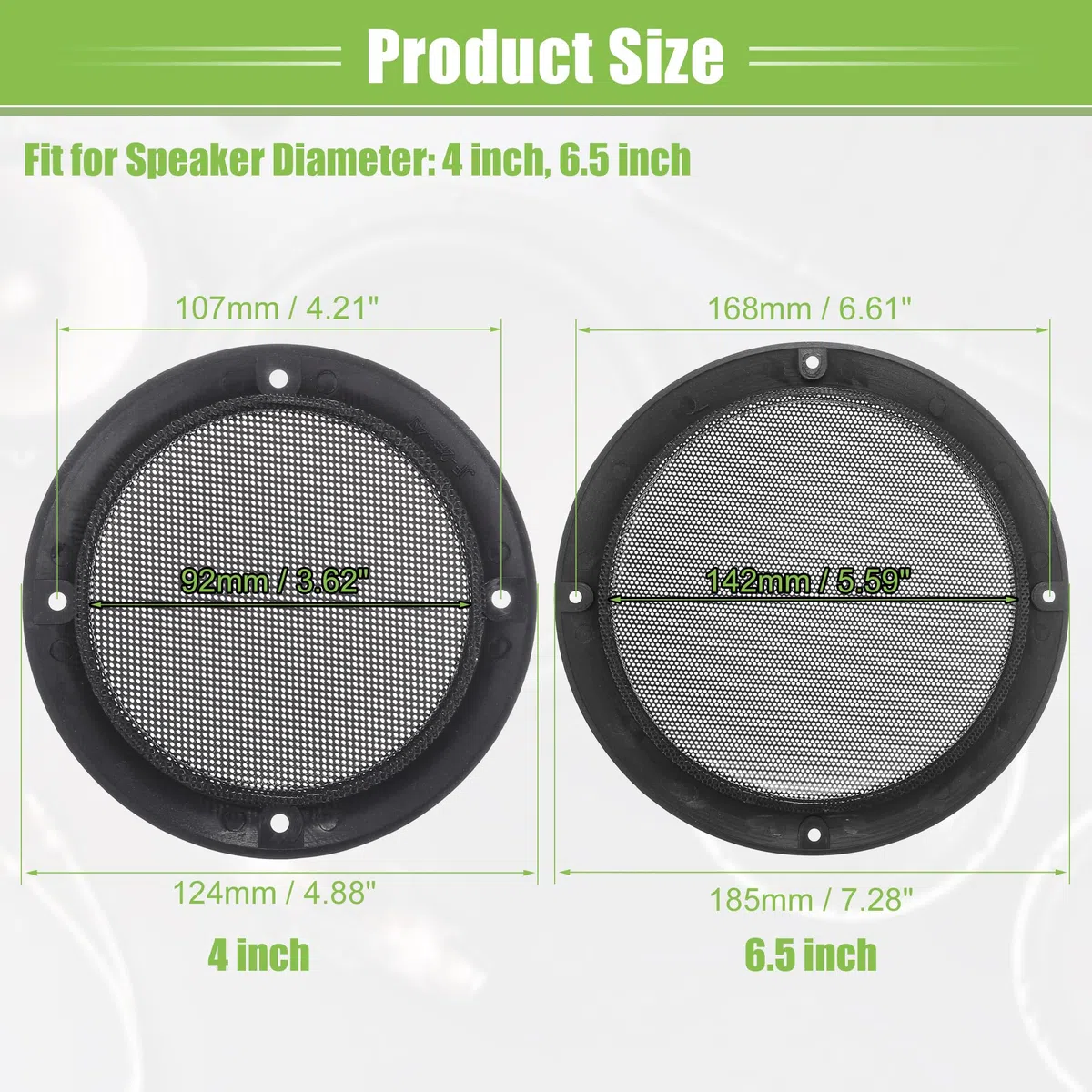X AUTOHAUX Griglia universale per altoparlanti auto, 10,2 cm e 16,5 cm, protezione rotonda per subwoofer audio, con viti di montaggio, grigio ferro, confezione da 4