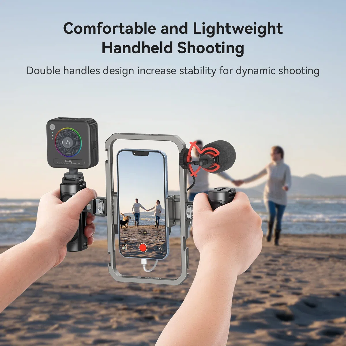 SMALLRIG Kit di Attrezzatura Video per Telefoni Cellulari Tutto in Uno per Creatori di Video Stabilizzatore Portatile in Alluminio per iPhone 17/16/15/14/13 Pro/Max e Altri Telefoni Android - 4121