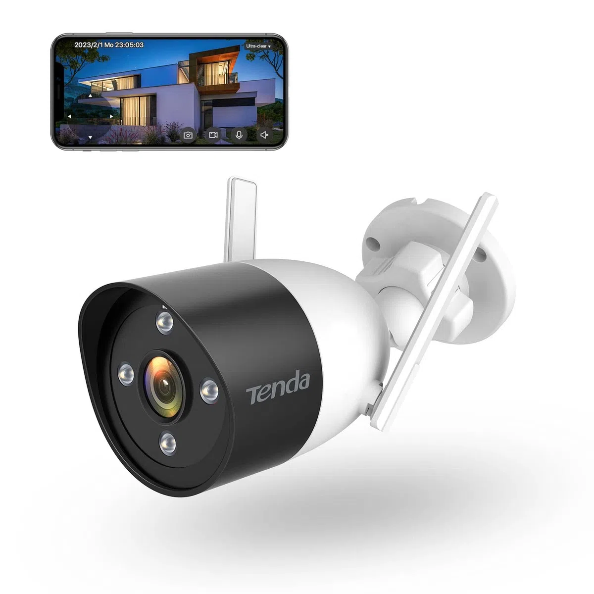 Tenda Telecamera Wi-Fi Esterno, 1080P Videocamera Sorveglianza Esterno con Visione Notturna a Colori 30m, Audio Bidirezionale, Rilevamento di Movimento e Persone, Compatibile con Alexa, CT3