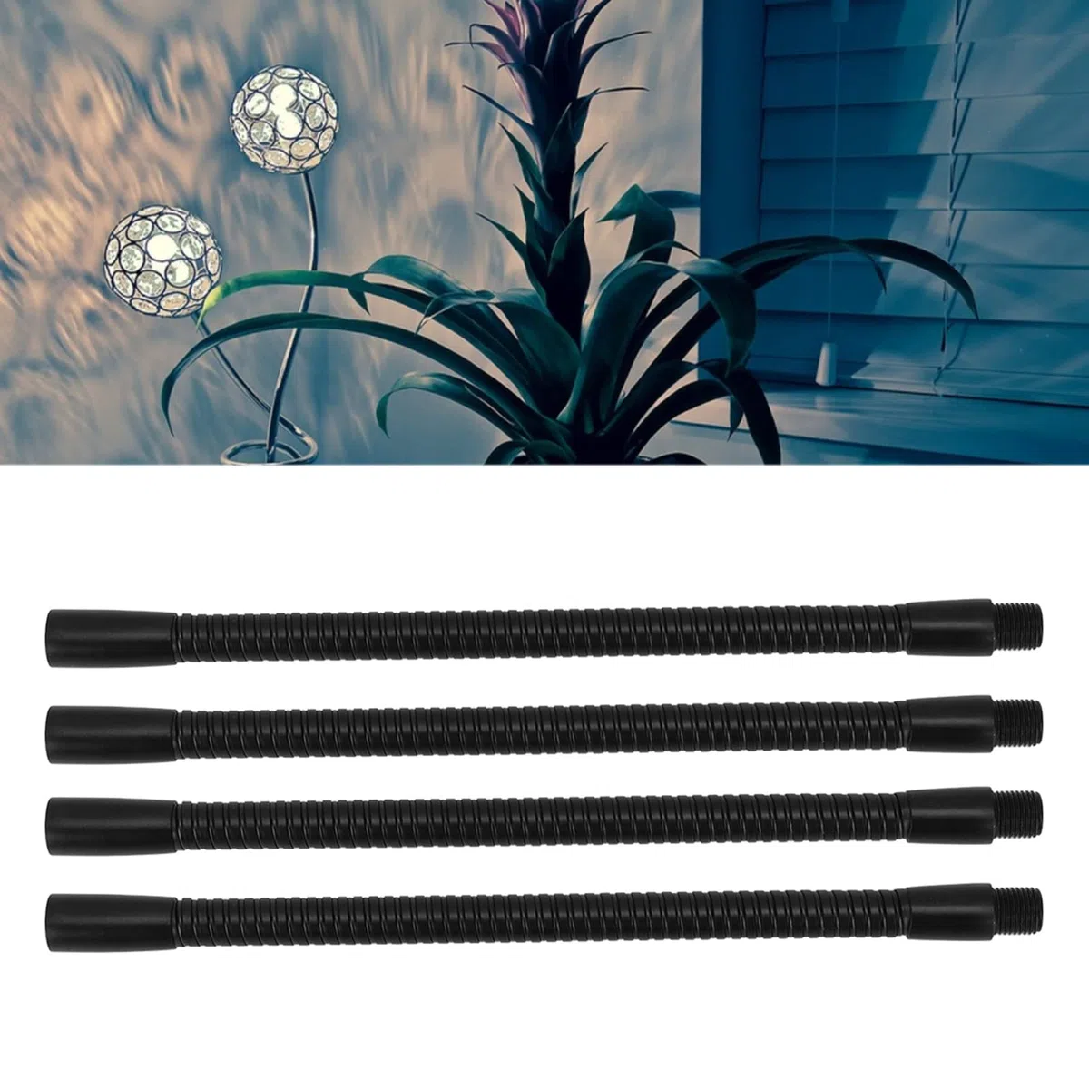 Shanrya Tubo Flessibile per Lampada, 4 Pezzi Tubo Flessibile per Lampada a Collo di Cigno Calibro 10 Mm Universale Regolare per Montaggio Illuminazione (20 cm)