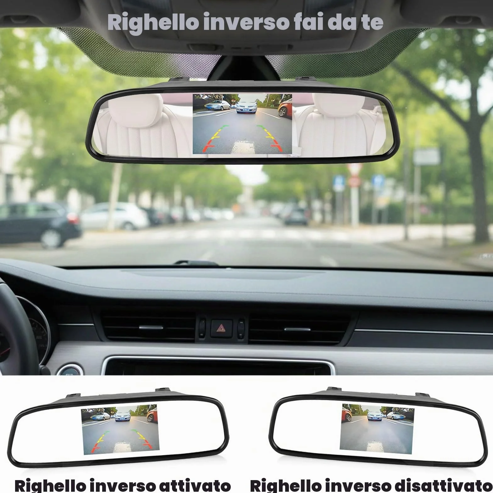Set di telecamera per retromarcia Wried, monitor 4,3 pollici TFT LCD per specchietto retrovisore auto, 4 LED impermeabili, visione notturna, telecamera di backup per retromarcia