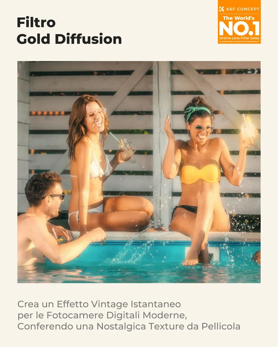 K&F CONCEPT Nano-Xcel 49mm Filtro Gold-Mist, Filtro Diffusore Dorato in Vetro Ottico con Effetto Tonalità Calda per Immagini e Video con 28 Strati Rivestimento Nano