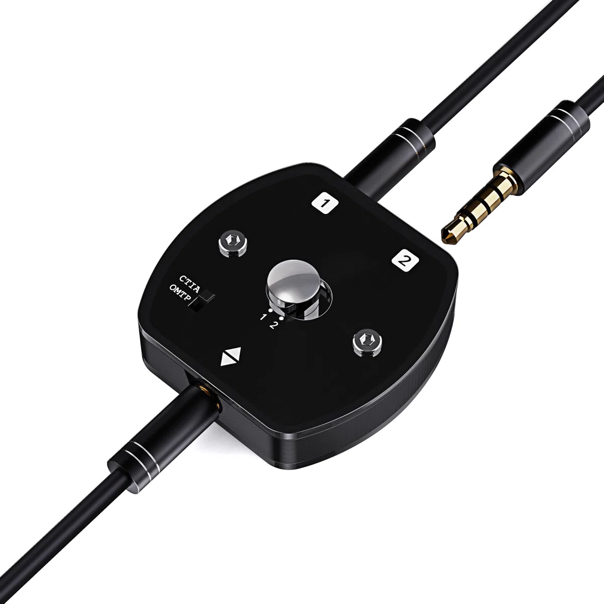 COOIDEA Switcher audio da 3,5 mm, interruttore AUX 1 in 2 out, supporta TS TRS TRRS, selettore altoparlante audio senza rumore di massa, per PC, telefono, laptop, cuffie
