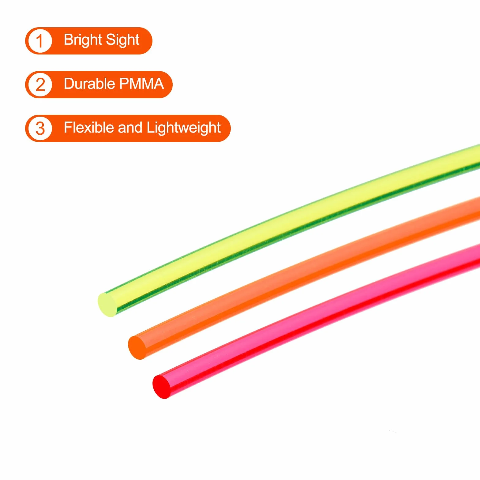 QUARKZMAN Sostituzione Fibra Ottica Mirino Aste, 6pz 2.5mmx15cm PMMA per Archi Mirini DIY Arte Fluorescenza Rosso Verde Arancione