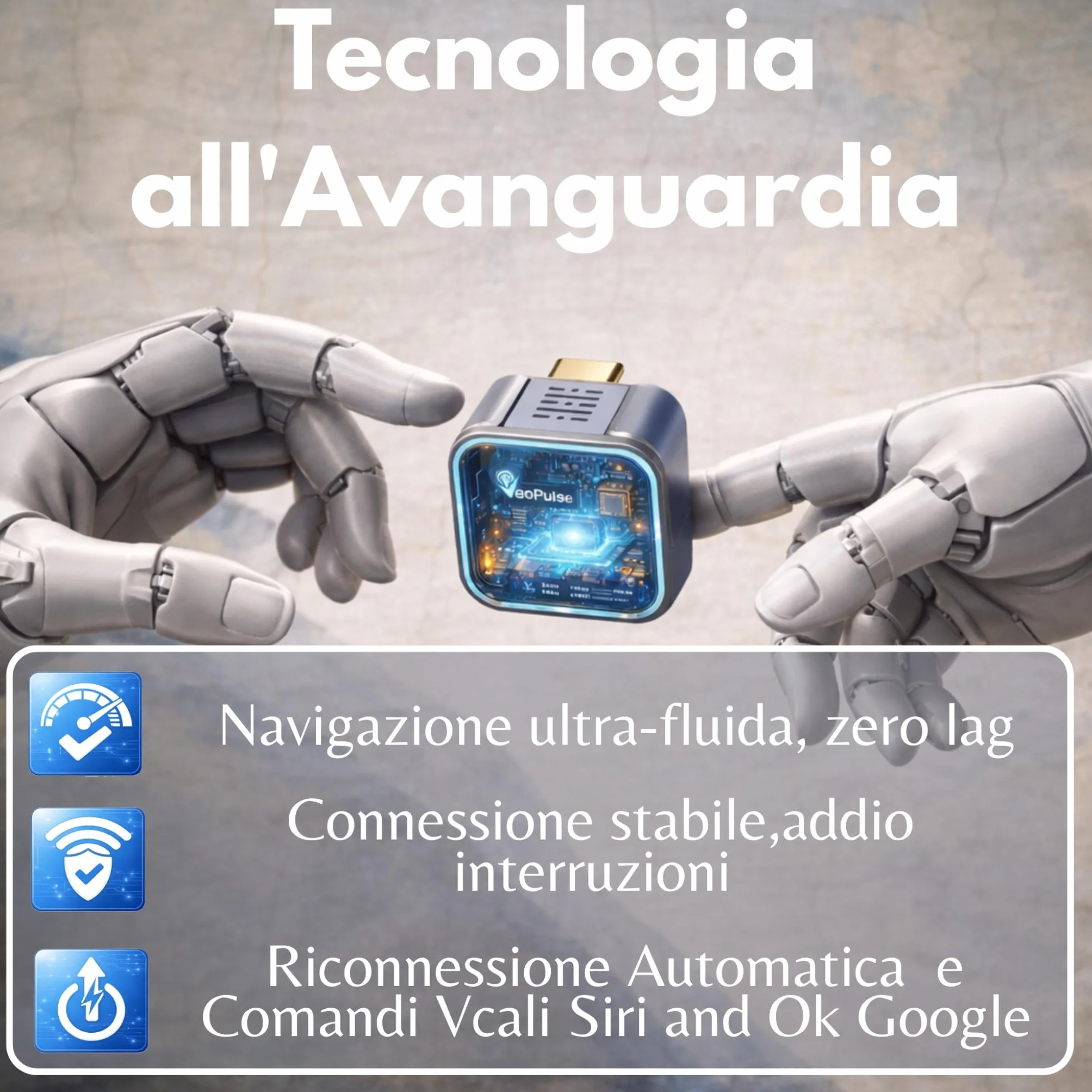 C-Pro USB-C Adattatore Wireless per CarPlay e Android Auto – Per auto già dotate di sistema cablato – Memoria per 2 telefoni – Scocca in zinco anti-surriscaldamento - WiFi 5GHz Stabile