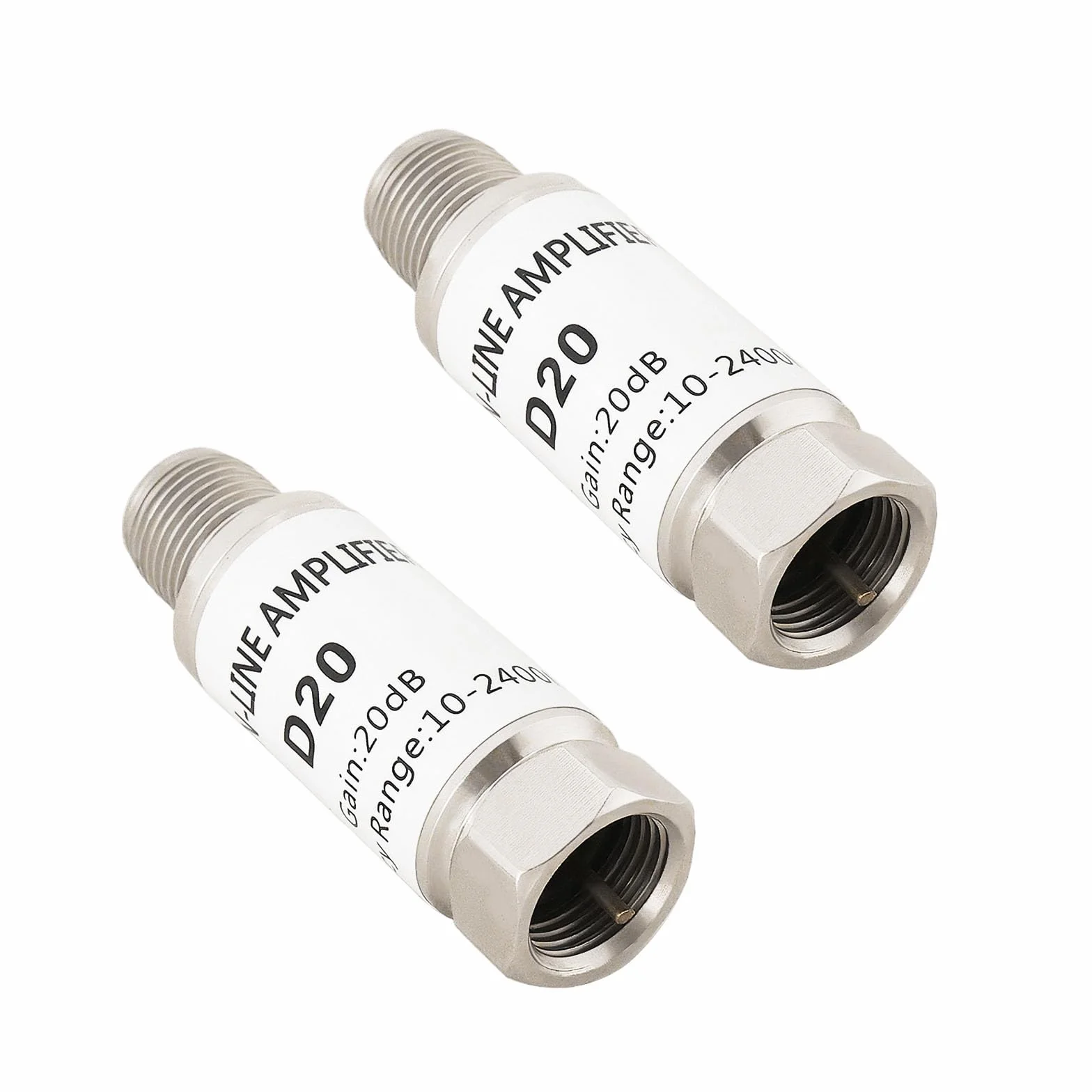 2 pz 20dB Inline Amplificatore 10-2400MHz Inline Sat Amplificatore Satellitare Singal Booster Sostituzione per AMP SAT DVB-T Amplificatore