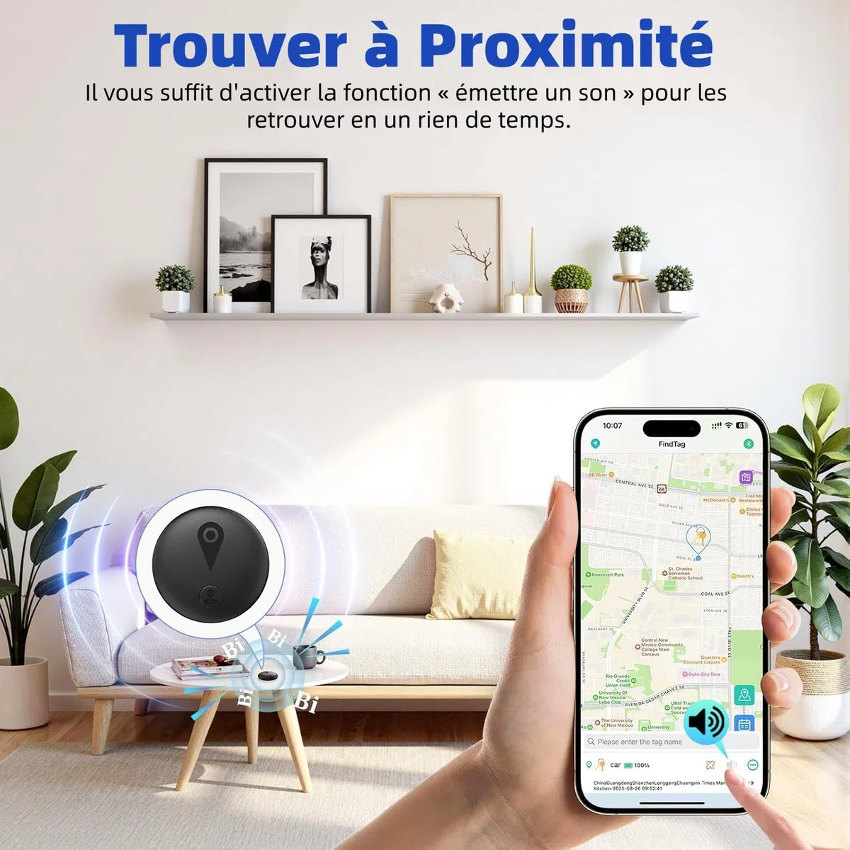 Localizzatore GPS per auto,Tracker di auto(compatibile con iOS e Android) Magnetico impermeabile Localizzatori di oggetti Bluetooth,Localizzatore GPS senza abbonamento,Tracker GPS per Valize