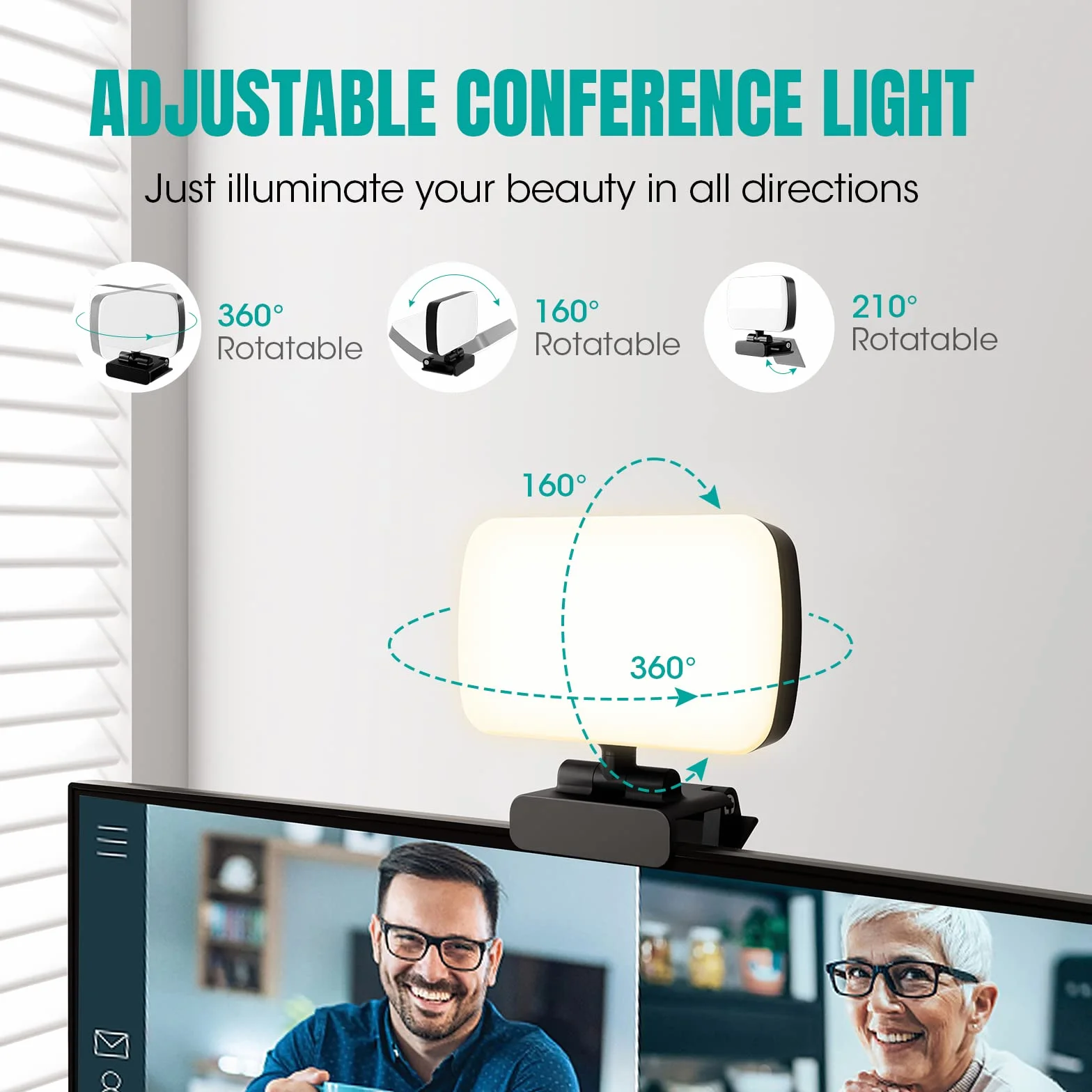 RealPlus Luce per Videoconferenza, Luce Video USB Cablata Portatile a Clip con 120 LED e 3 Modalità di Illuminazione, Luce per Video per PC/Laptop/Luci Video/Live Streaming/Ufficio/YouTube/Tiktok