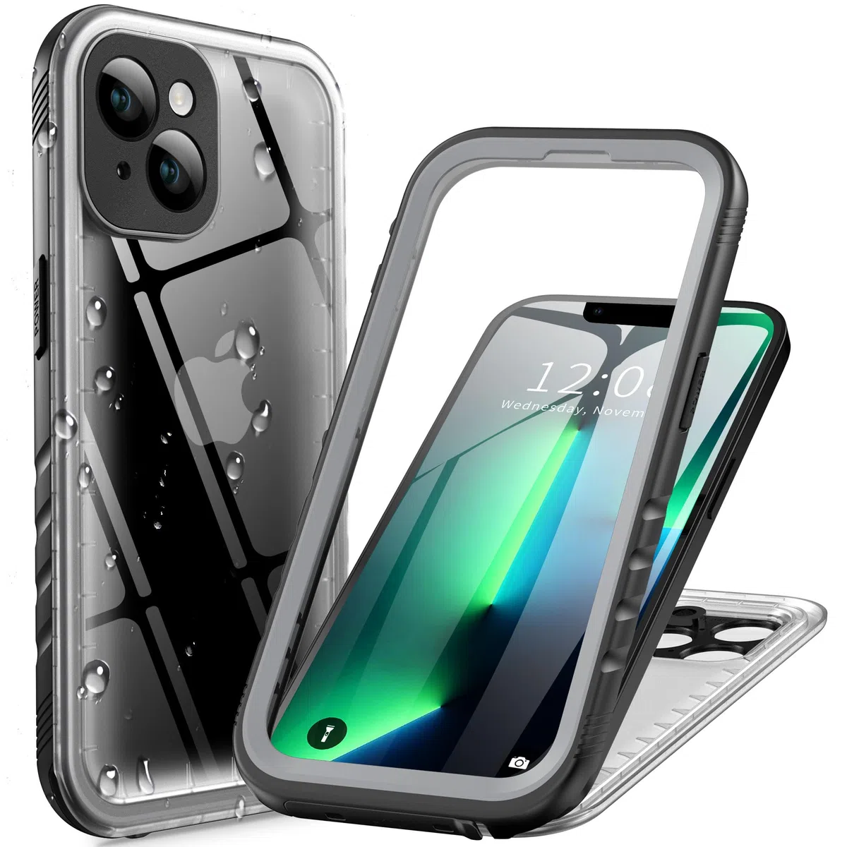 Cozycase Ultra Resistente Cover Per iPhone 13 Impermeabile Antiurto IP68 Subacquea Antipolvere 360 Gradi Completa integrale Militare Rigida Rugged Custodia Anti Urto Waterproof Doppia Case Trasparente
