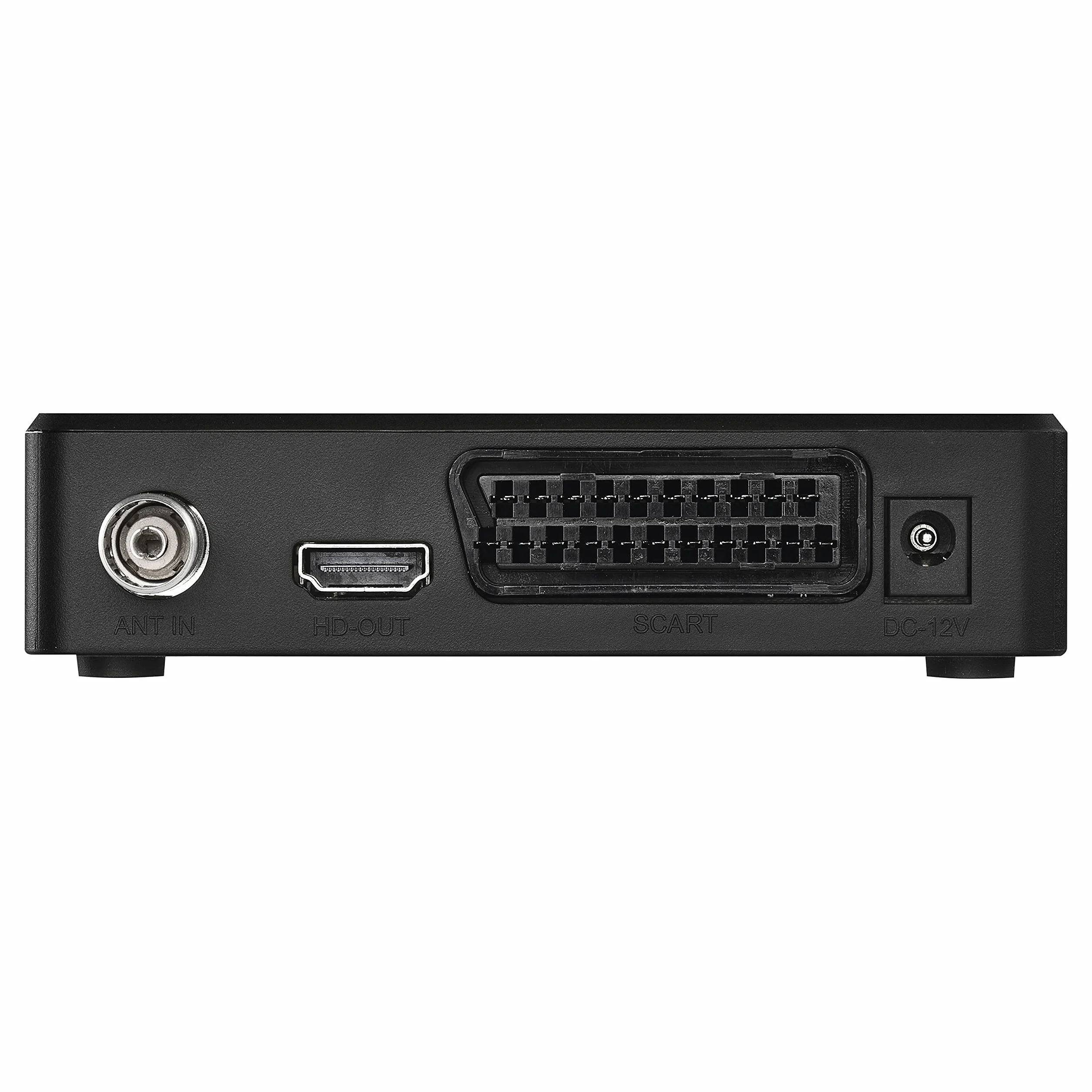 EMOS Decoder DVB-T2, recivitore digitale terrestre H.265 HEVC HD con connessione USB, HDMI, SCART e coassiale, telecomando e infrarossi, PVR, lettore multimediale e funzione EPG, Nero